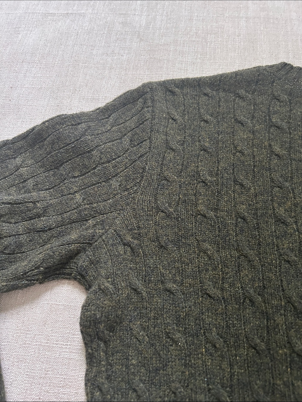 Ralph Lauren Sport Cable Knit Sweater Olive Lambswool Crewneck Preppy Old Money - Picture 12 of 16